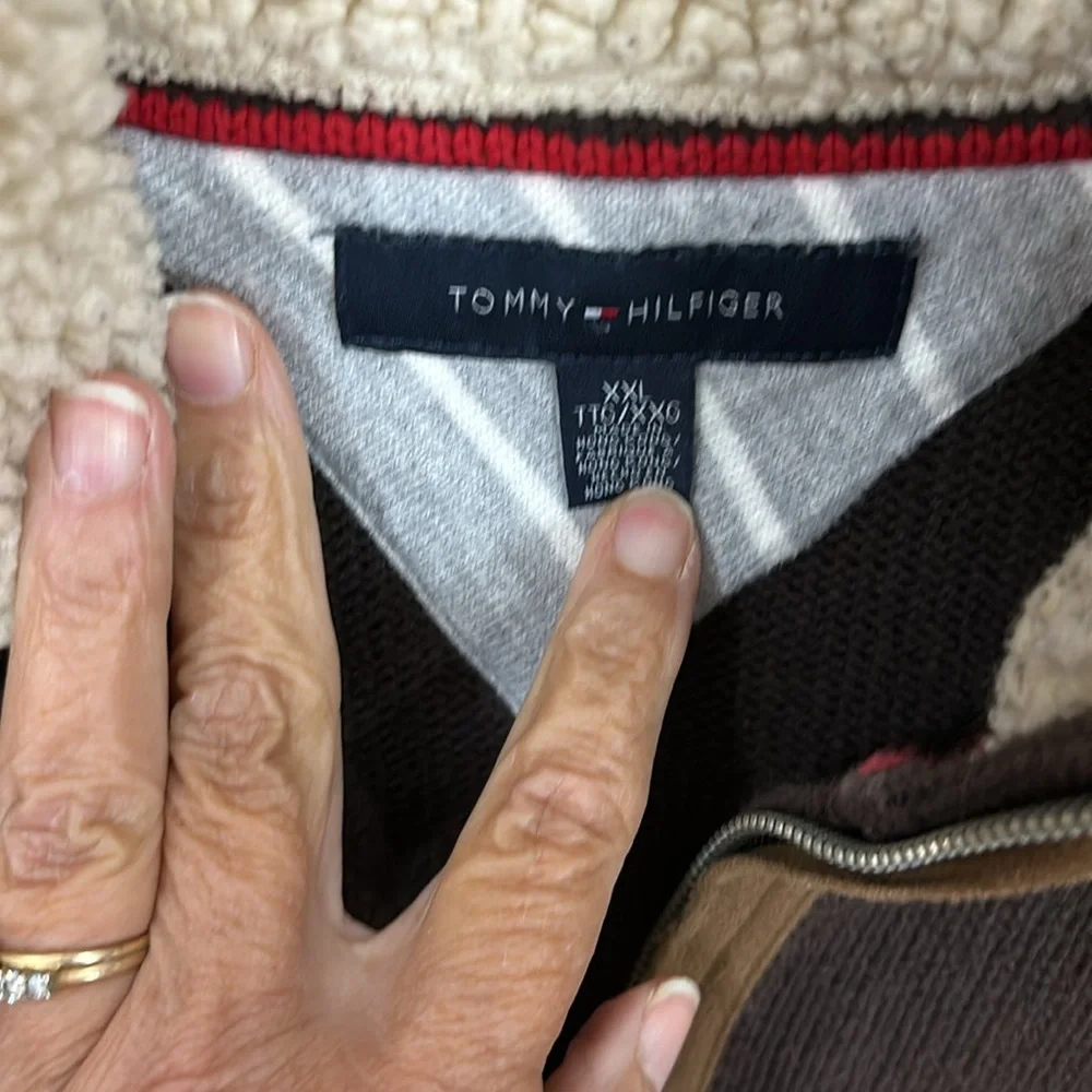 Tommy Hilfiger Heavy Cotton 1/4 Zip Sweater with Detailing Size XXL